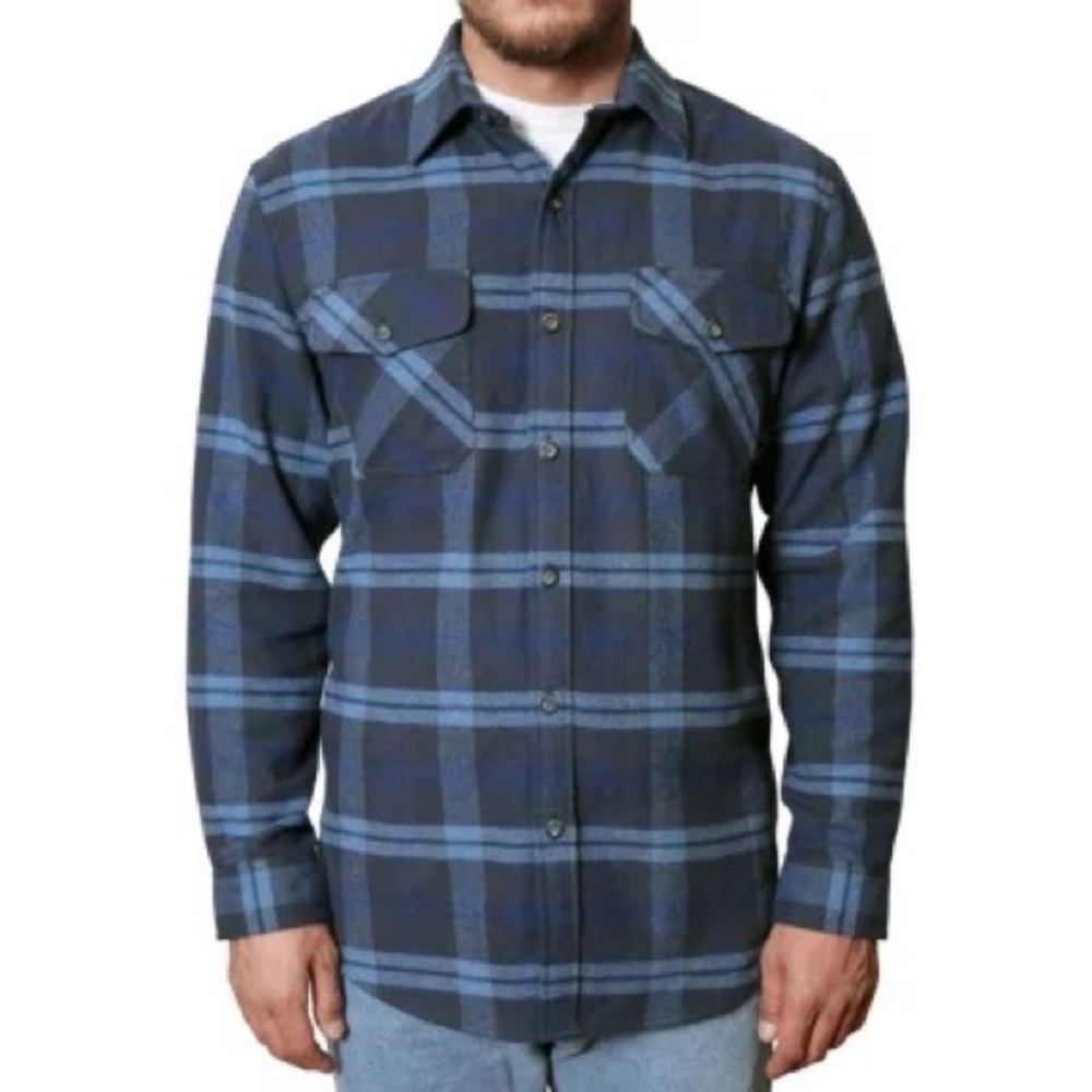 Blue Flannel 100% Cotton Men’s Button Down Long Sleeve Shirt NWT